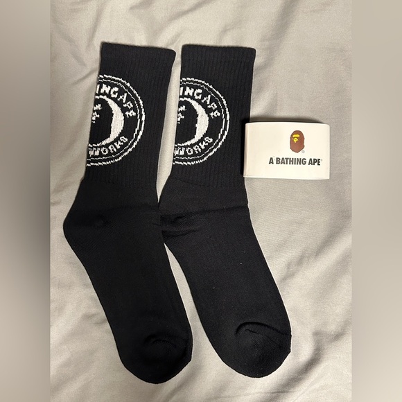 A Bathing Ape Black Socks New - Picture 2 of 3